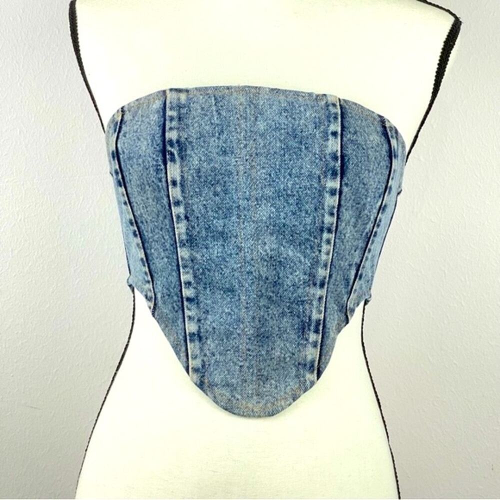 BY.DLYN Jamison Corset Light Blue Denim Back Zip - XS - Picture 13 of 13